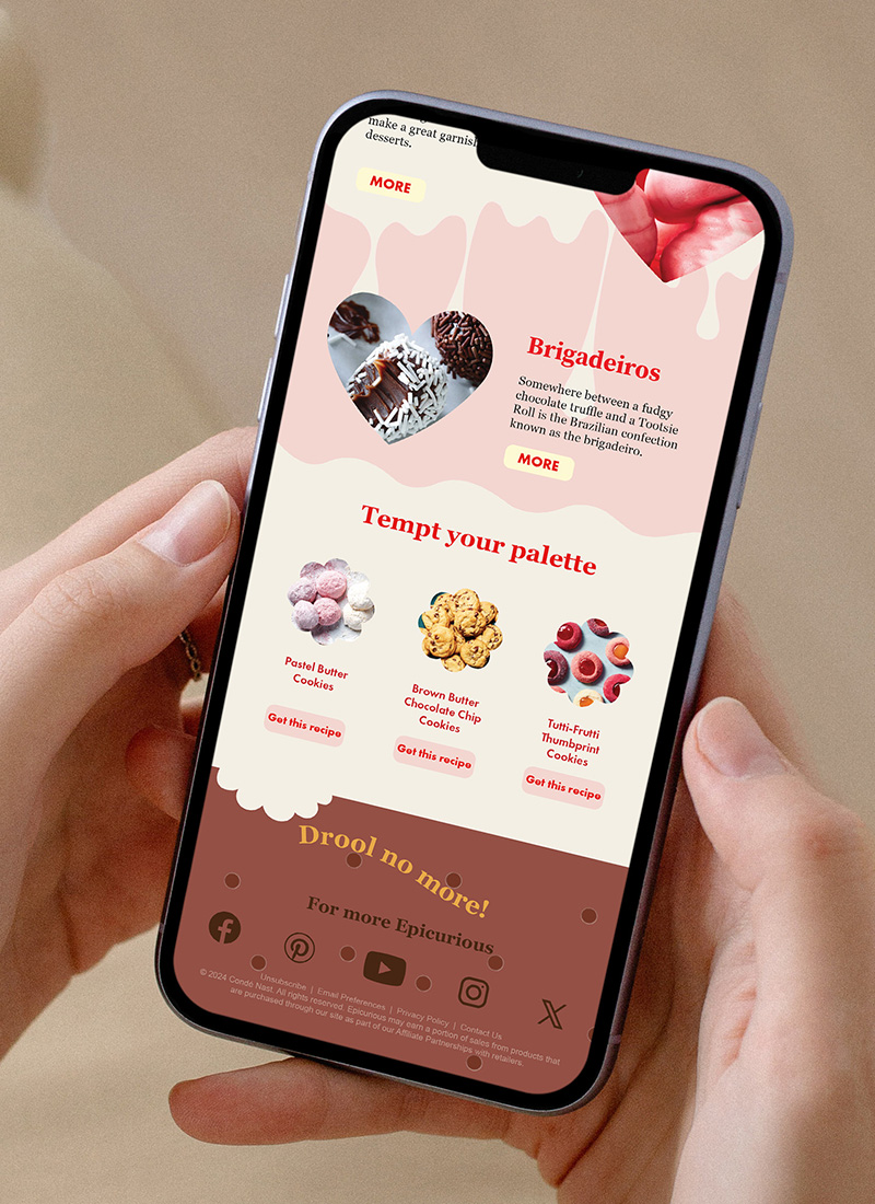 Epicurious Newsletter design on iphone